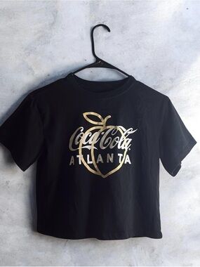 Coca Cola Black Kids Tee with Gold Atlanta Graphic